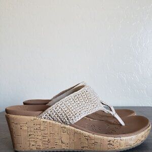 Skechers Crochet Beverlee Fancy Work Wedge Sandals Natural Size Women's 11 Beach